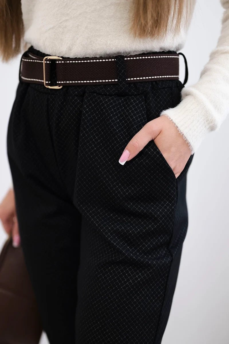 Viscose trousers with a fine pattern ART52293 - 2 / – Black цвет / color | Lexline Fashion