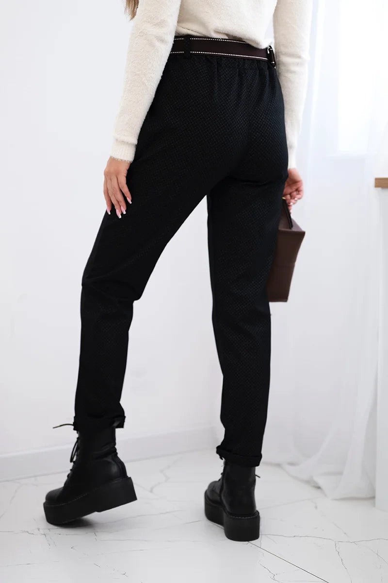 Viscose trousers with a fine pattern ART52293 - 2 / – Black цвет / color | Lexline Fashion