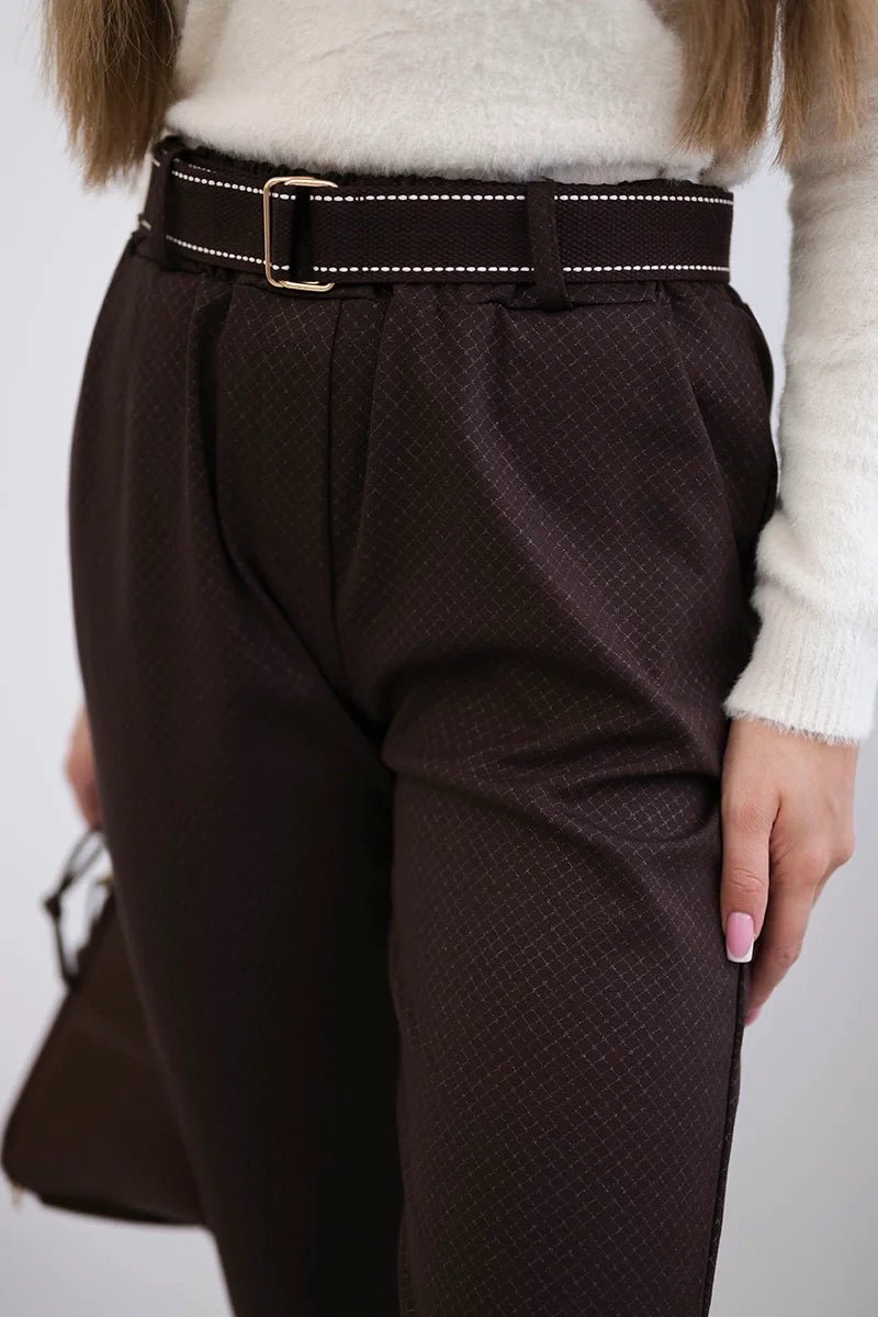 Viscose trousers with a fine pattern ART52293 - 2 / – Brown цвет / color | Lexline Fashion