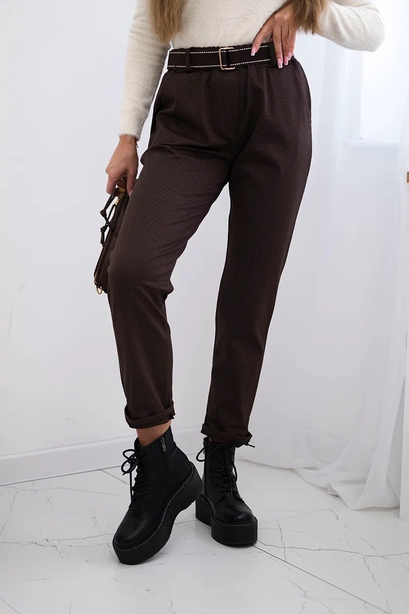 Viscose trousers with a fine pattern ART52293 - 2 / – Brown цвет / color | Lexline Fashion