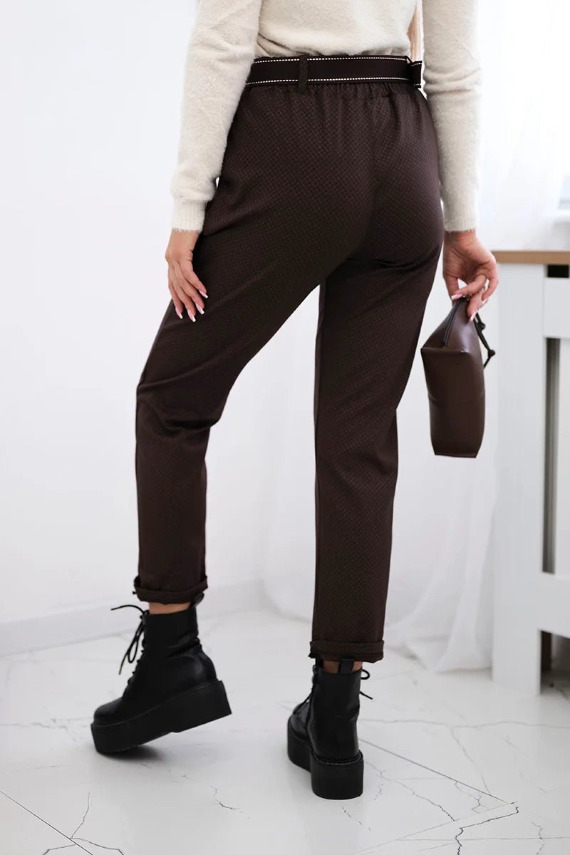 Viscose trousers with a fine pattern ART52293 - 2 / – Brown цвет / color | Lexline Fashion