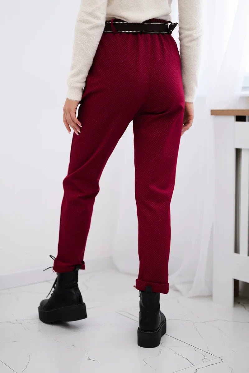 Viscose trousers with a fine pattern ART52293 - 2 / – Burgundy цвет / color | Lexline Fashion