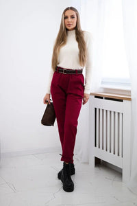 Viscose trousers with a fine pattern ART52293 - 2 / – Burgundy цвет / color | Lexline Fashion