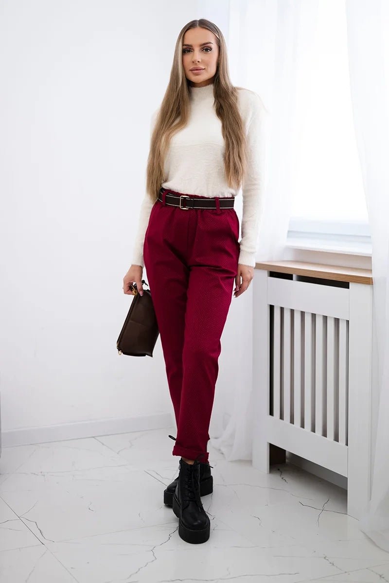 Viscose trousers with a fine pattern ART52293 - 2 / – Burgundy цвет / color | Lexline Fashion