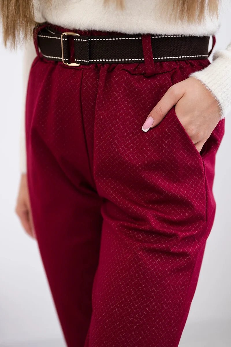 Viscose trousers with a fine pattern ART52293 - 2 / – Burgundy цвет / color | Lexline Fashion