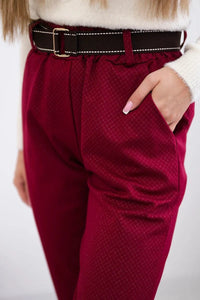 Viscose trousers with a fine pattern ART52293 - 2 / – Burgundy цвет / color | Lexline Fashion
