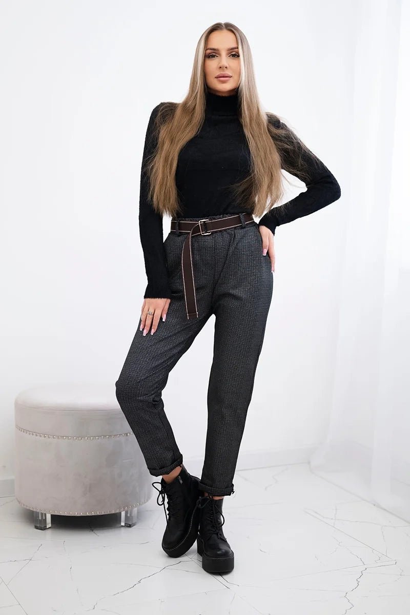 Viscose trousers with a fine pattern ART52293 - 3 / – Black цвет / color | Lexline Fashion