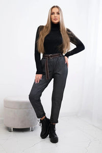 Viscose trousers with a fine pattern ART52293 - 3 / – Black цвет / color | Lexline Fashion