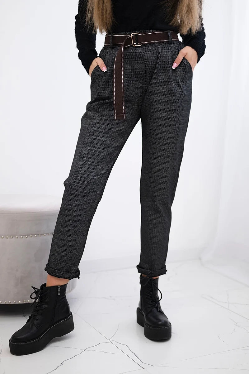 Viscose trousers with a fine pattern ART52293 - 3 / – Black цвет / color | Lexline Fashion