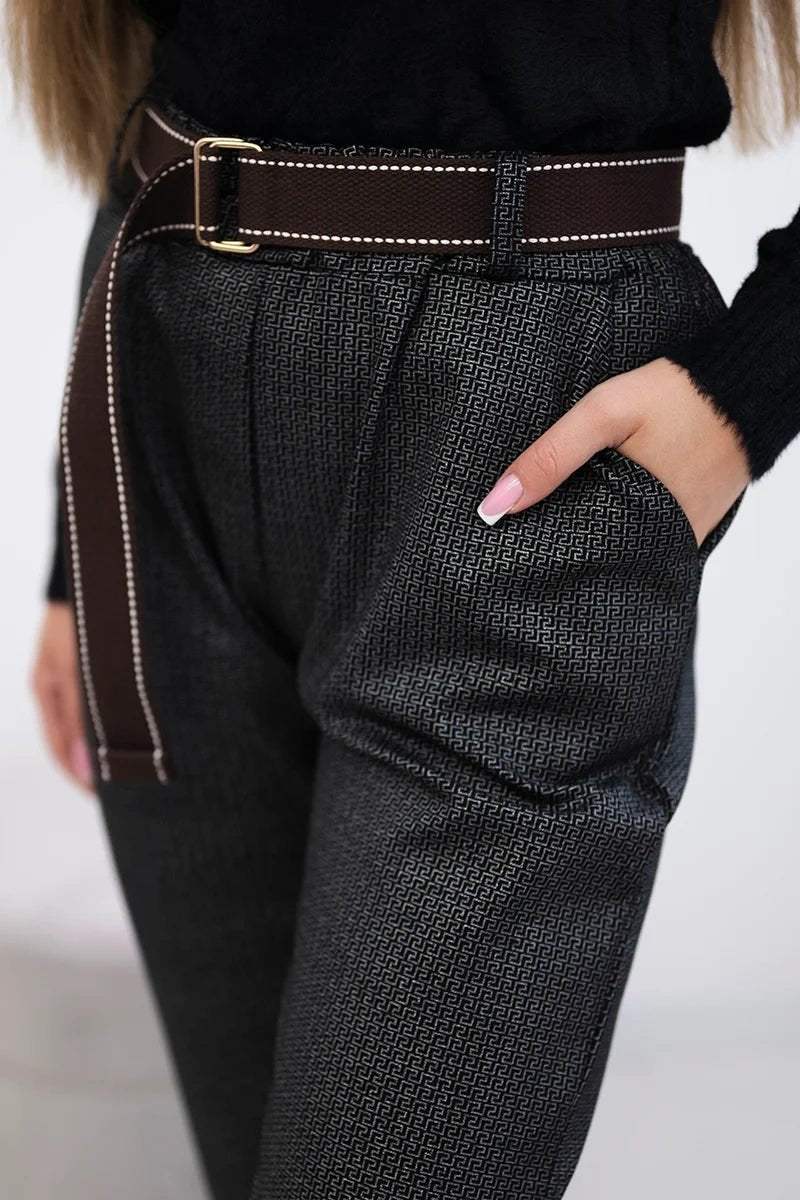 Viscose trousers with a fine pattern ART52293 - 3 / – Black цвет / color | Lexline Fashion