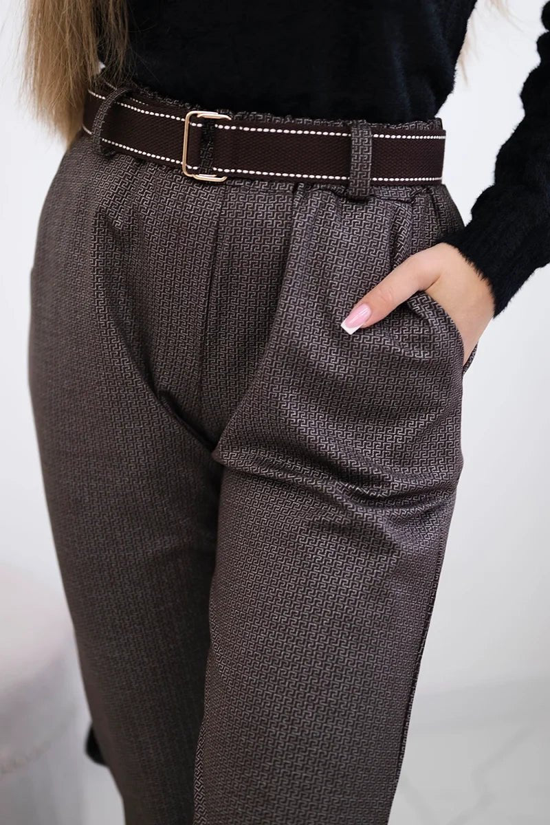 Viscose trousers with a fine pattern ART52293 - 3 / – Brown цвет / color | Lexline Fashion