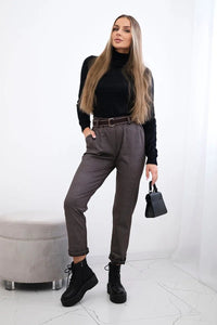 Viscose trousers with a fine pattern ART52293 - 3 / – Brown цвет / color | Lexline Fashion