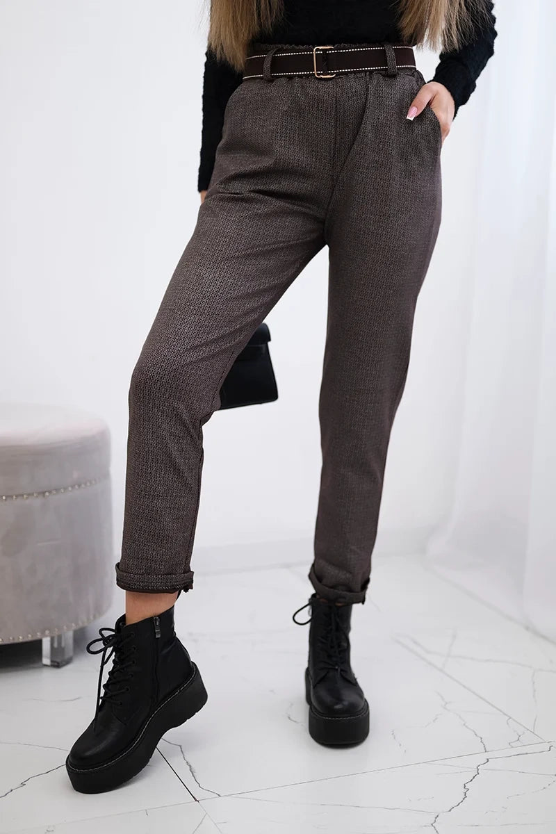 Viscose trousers with a fine pattern ART52293 - 3 / – Brown цвет / color | Lexline Fashion