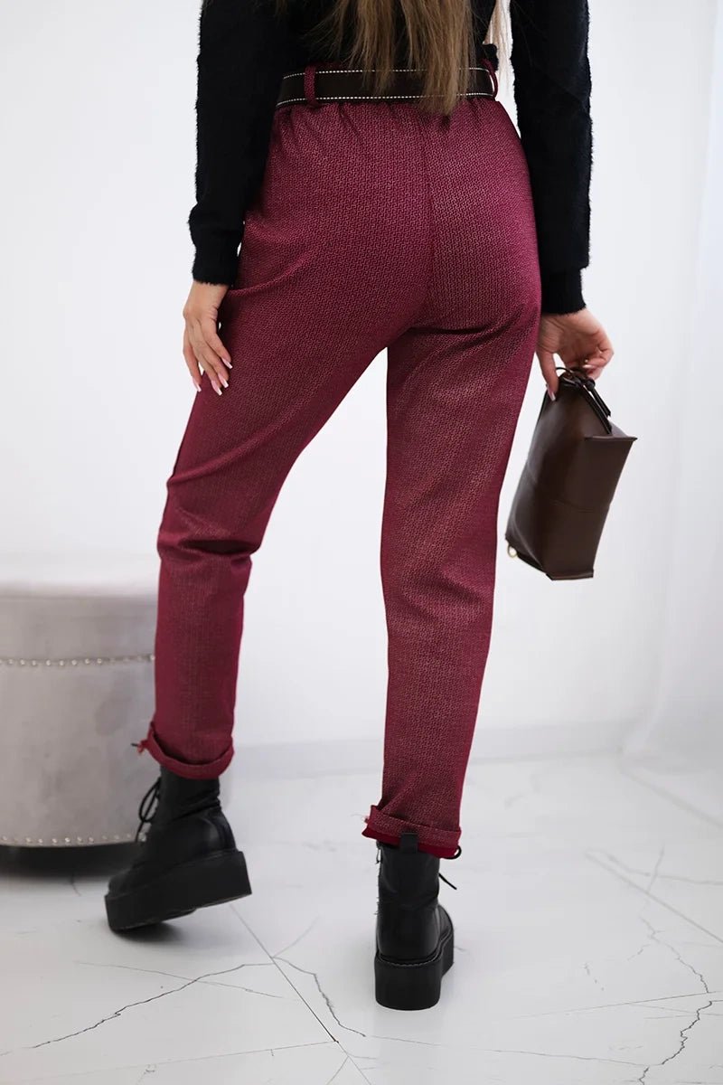 Viscose trousers with a fine pattern ART52293 - 3 / – Maroon цвет / color | Lexline Fashion