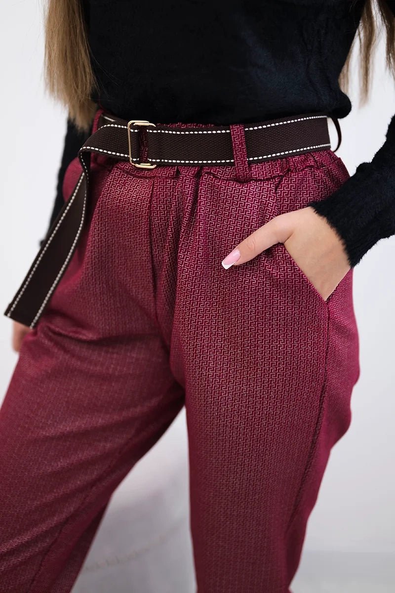 Viscose trousers with a fine pattern ART52293 - 3 / – Maroon цвет / color | Lexline Fashion