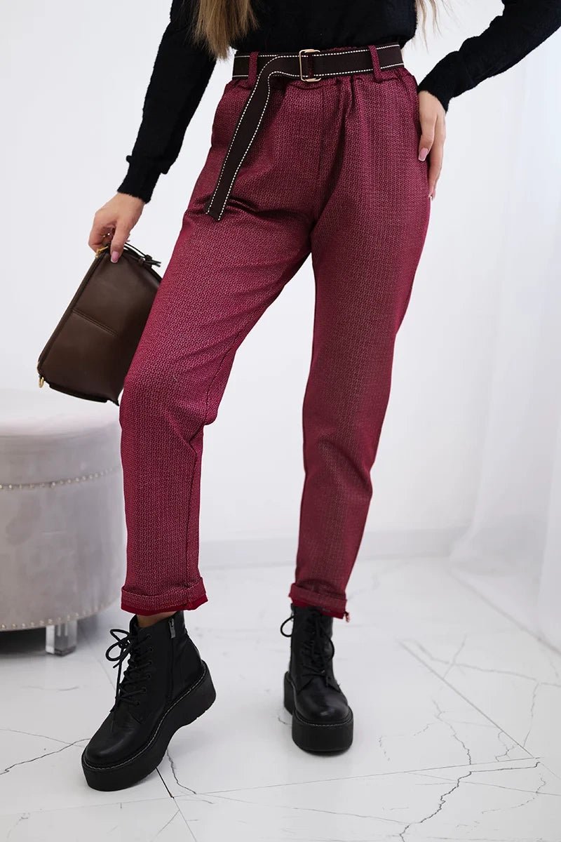 Viscose trousers with a fine pattern ART52293 - 3 / – Maroon цвет / color | Lexline Fashion