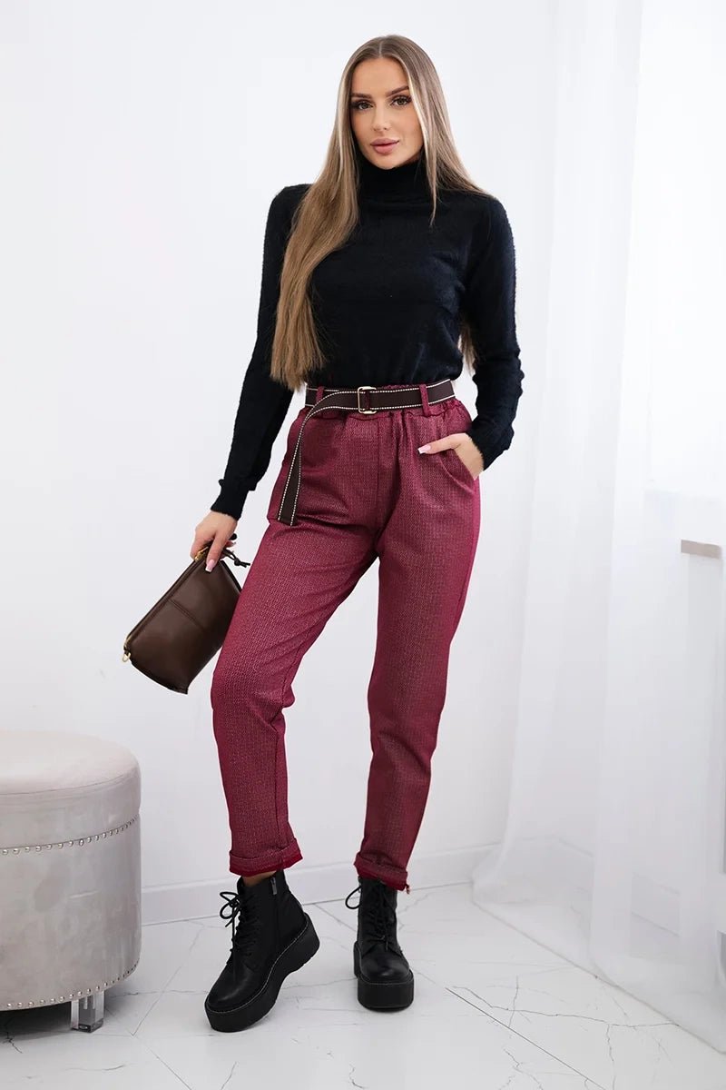 Viscose trousers with a fine pattern ART52293 - 3 / – Maroon цвет / color | Lexline Fashion