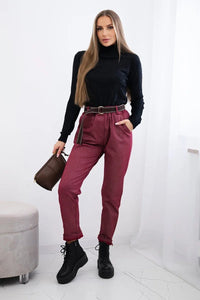 Viscose trousers with a fine pattern ART52293 - 3 / – Maroon цвет / color | Lexline Fashion