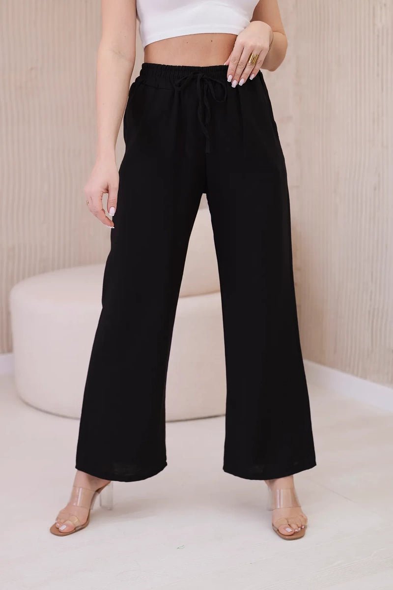 Viscose wide - leg trousers 6695R / – Black цвет / color | Lexline Fashion