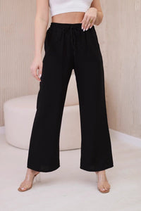 Viscose wide - leg trousers 6695R / – Black цвет / color | Lexline Fashion