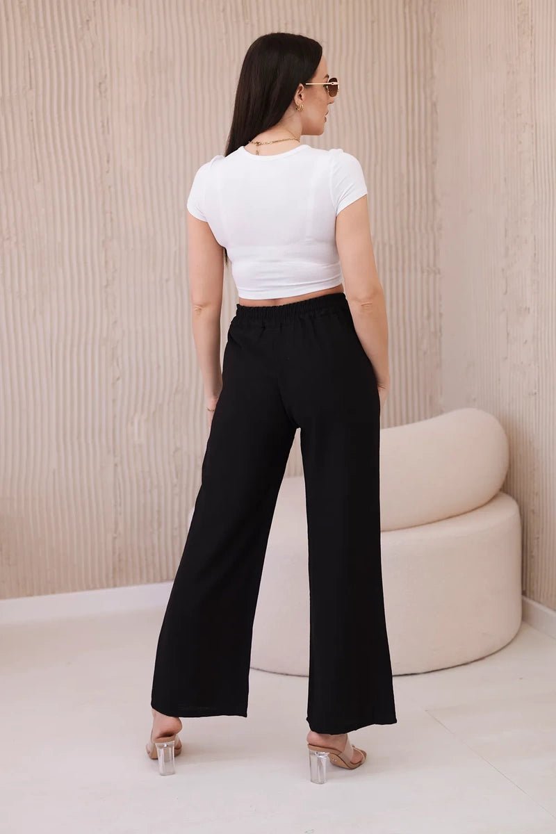 Viscose wide - leg trousers 6695R / – Black цвет / color | Lexline Fashion