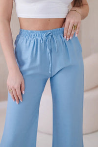 Viscose wide - leg trousers 6695R / – Blue цвет / color | Lexline Fashion