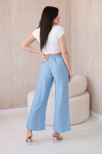 Viscose wide - leg trousers 6695R / – Blue цвет / color | Lexline Fashion