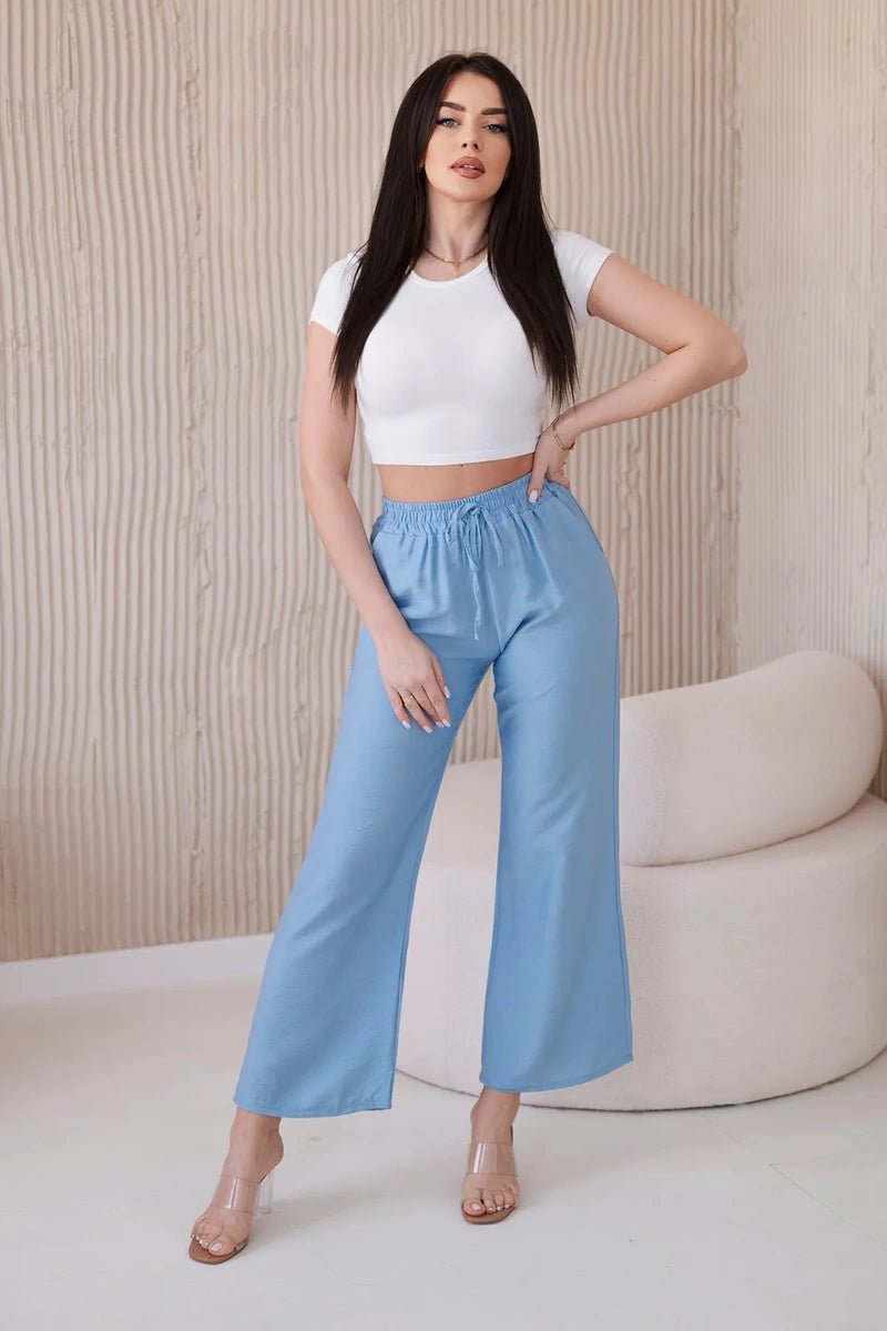Viscose wide - leg trousers 6695R / – Blue цвет / color | Lexline Fashion