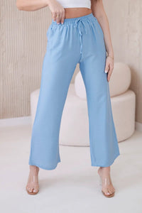 Viscose wide - leg trousers 6695R / – Blue цвет / color | Lexline Fashion