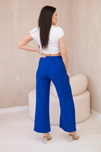 Viscose wide - leg trousers 6695R / – Blue cornflower цвет / color | Lexline Fashion