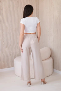 Viscose wide - leg trousers 6695R / – Dark || beige цвет / color | Lexline Fashion