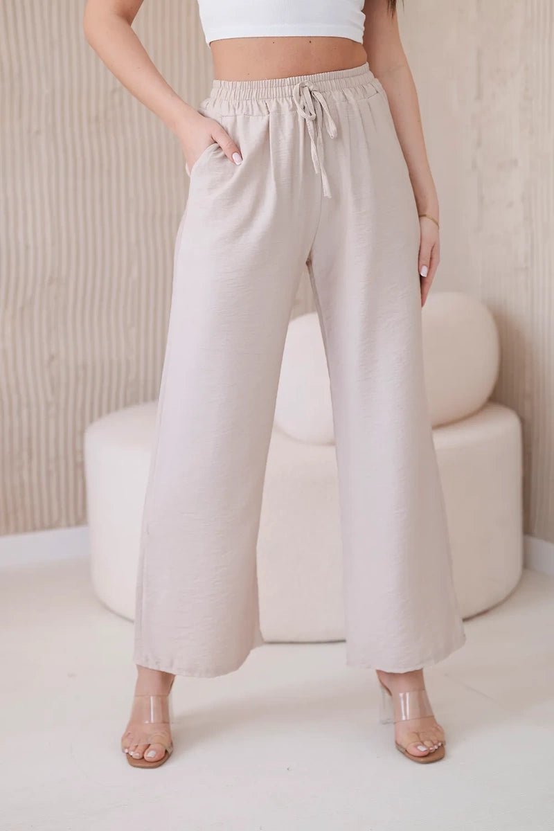Viscose wide - leg trousers 6695R / – Dark || beige цвет / color | Lexline Fashion