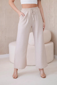 Viscose wide - leg trousers 6695R / – Dark || beige цвет / color | Lexline Fashion