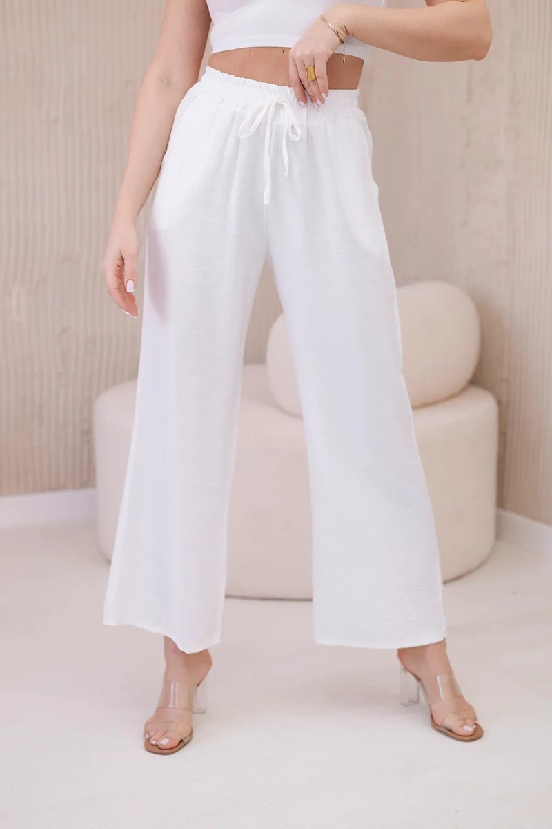 Viscose wide - leg trousers 6695R / – Ecru цвет / color | Lexline Fashion