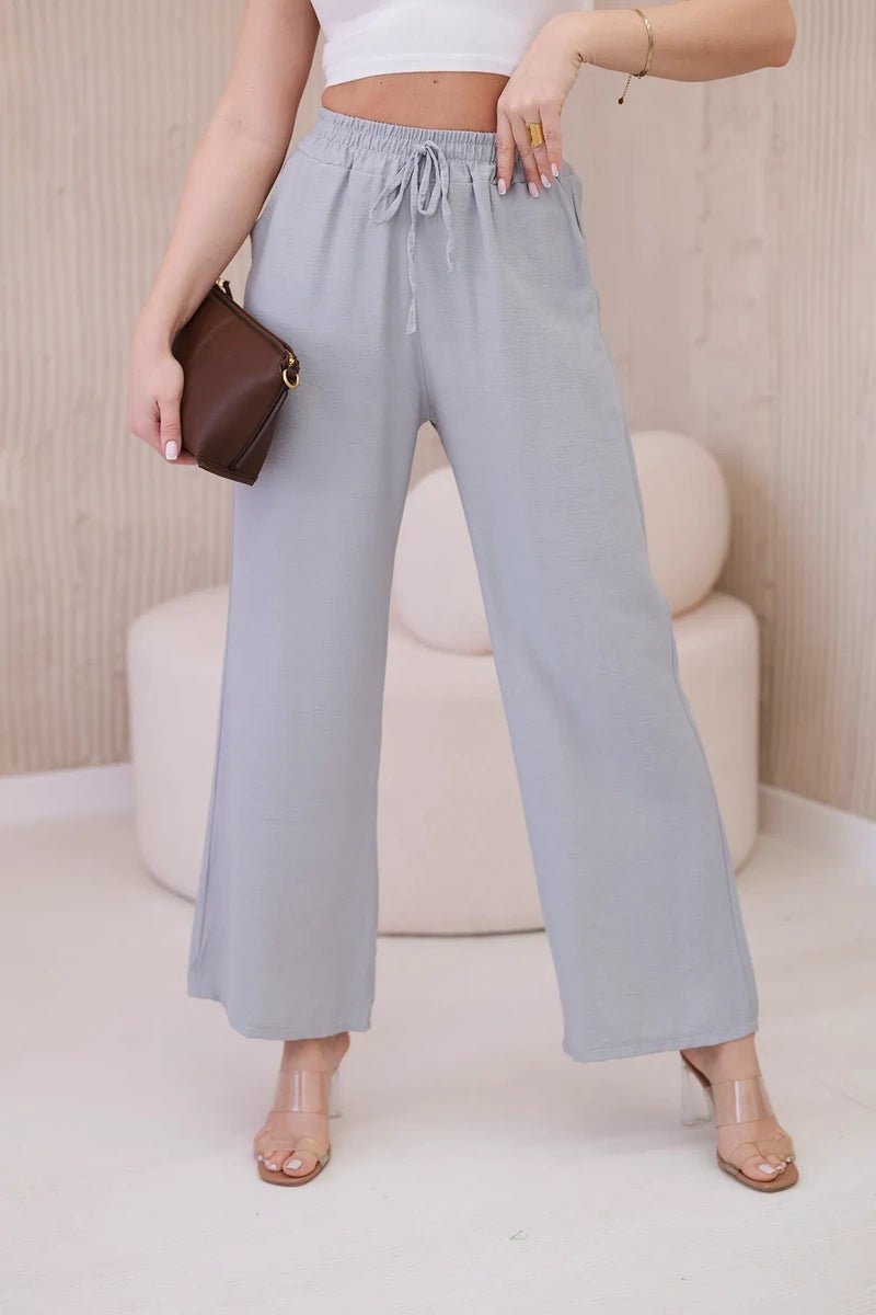 Viscose wide - leg trousers 6695R / – Gray цвет / color | Lexline Fashion