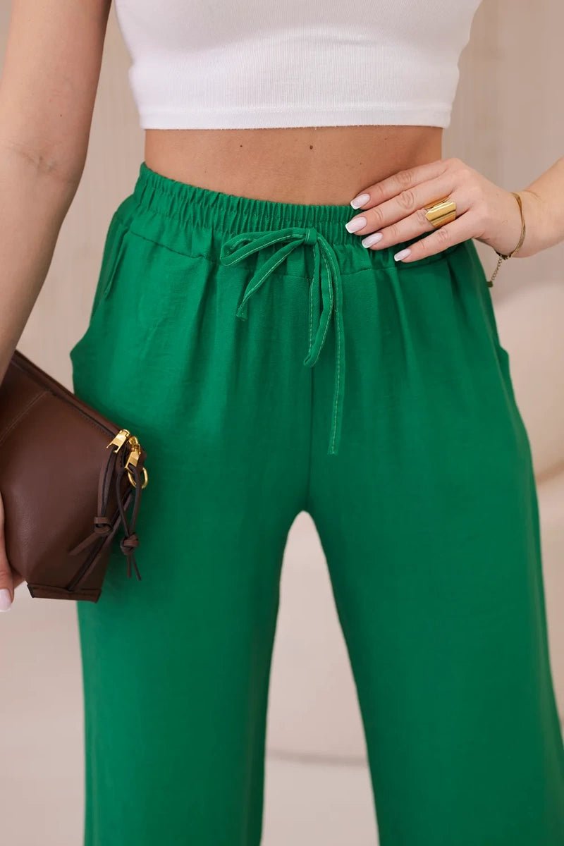 Viscose wide - leg trousers 6695R / – Green цвет / color | Lexline Fashion