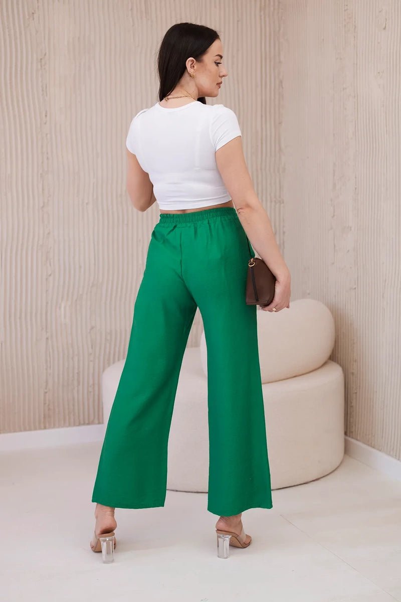 Viscose wide - leg trousers 6695R / – Green цвет / color | Lexline Fashion