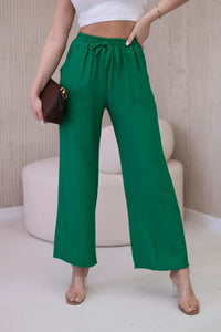 Viscose wide - leg trousers 6695R / – Green цвет / color | Lexline Fashion