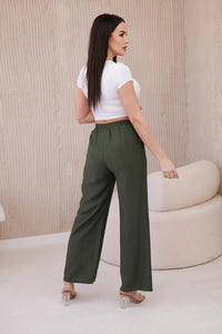 Viscose wide - leg trousers 6695R / – Khaki цвет / color | Lexline Fashion