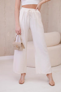 Viscose wide - leg trousers 6695R / – Light || Beige цвет / color | Lexline Fashion
