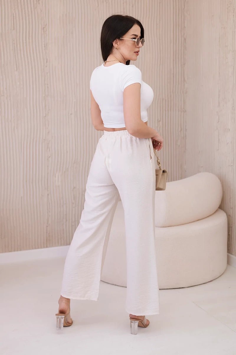 Viscose wide - leg trousers 6695R / – Light || Beige цвет / color | Lexline Fashion