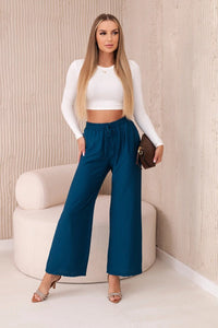 Viscose wide - leg trousers 6695R / – Marine цвет / color | Lexline Fashion