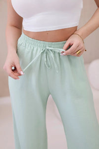 Viscose wide - leg trousers 6695R / – Mint || Light цвет / color | Lexline Fashion