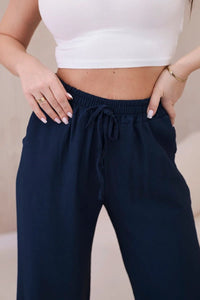 Viscose wide - leg trousers 6695R / – Navy blue цвет / color | Lexline Fashion