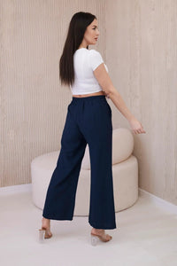 Viscose wide - leg trousers 6695R / – Navy blue цвет / color | Lexline Fashion