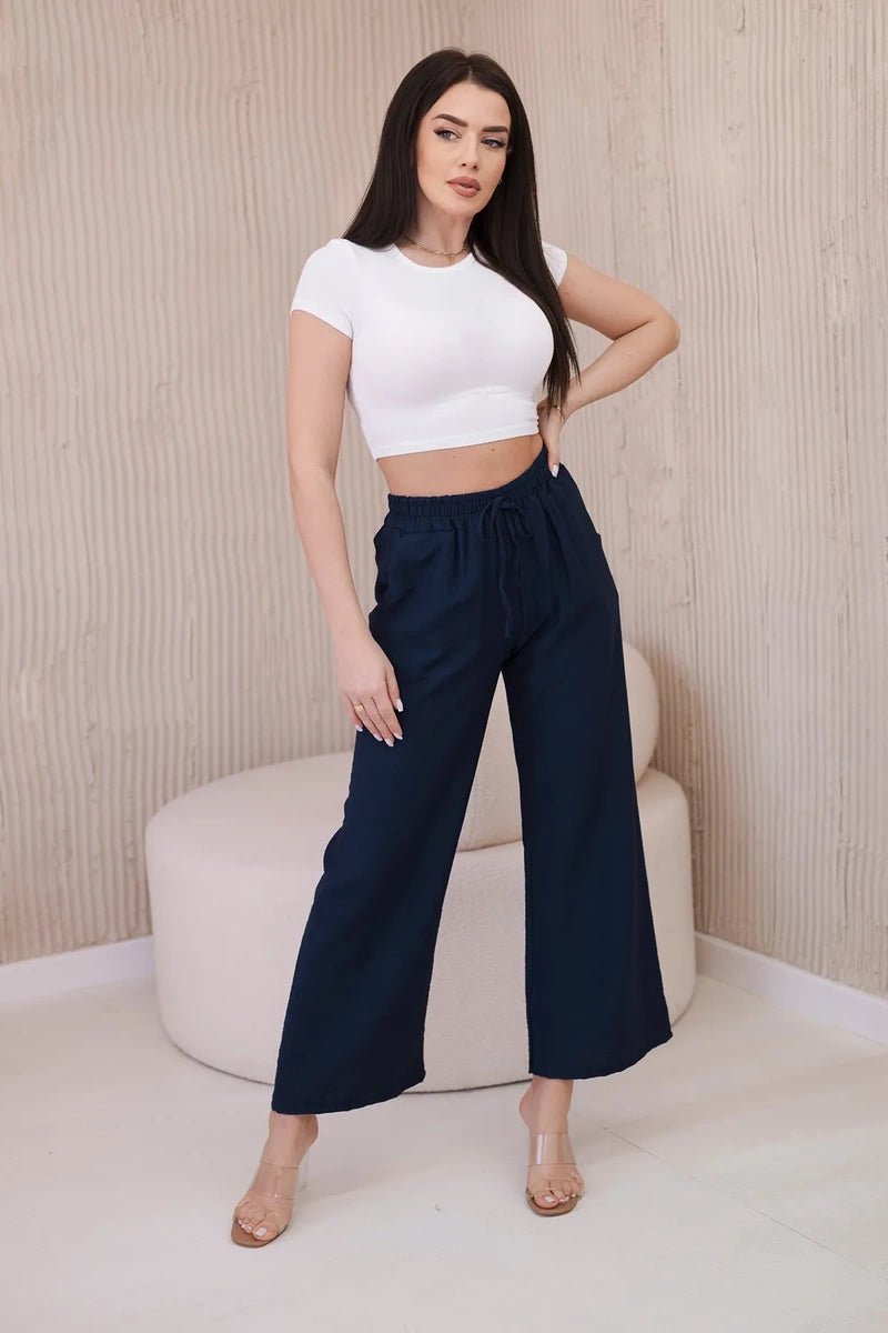 Viscose wide - leg trousers 6695R / – Navy blue цвет / color | Lexline Fashion