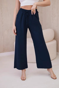 Viscose wide - leg trousers 6695R / – Navy blue цвет / color | Lexline Fashion