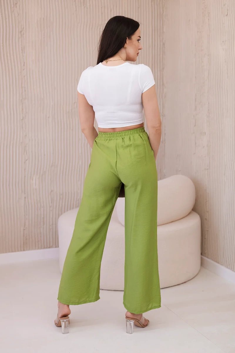 Viscose wide - leg trousers 6695R / – Olive цвет / color | Lexline Fashion