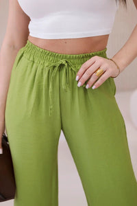 Viscose wide - leg trousers 6695R / – Olive цвет / color | Lexline Fashion