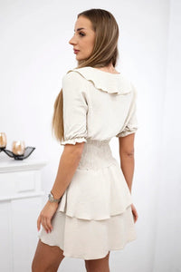 Waisted dress 68298 / – Beige цвет / color | Lexline Fashion
